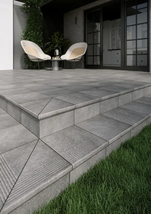 Фронтальная клинкерная ступень с капиносом Paradyz Mattone Sabbia Grafit , 330*300*11 мм, изображение из исходного каталога 2